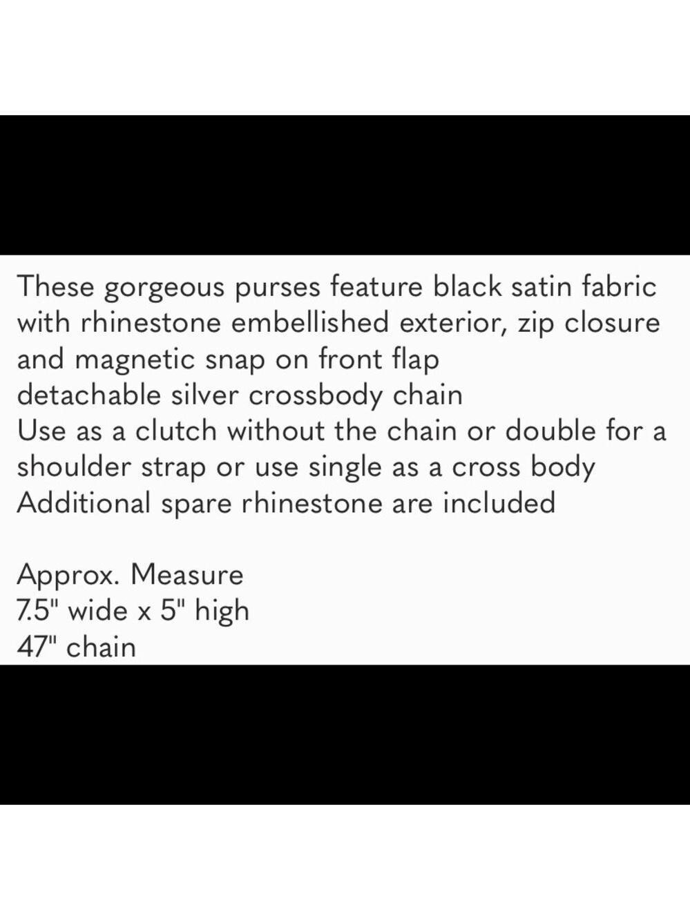 Black rhinestone clutch crossbody crystal shoulder bag with detachable chain - Picture 12 of 12